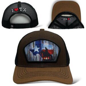 Lone Star State Texas Flag Snapback Baseball Cap, Cowboy, Horse, Rodeo
